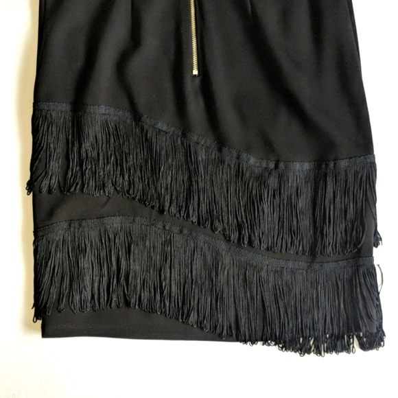 NEW bebe flapper style black pencil skirt with lace & fringe women's size small - Picture 11 of 11